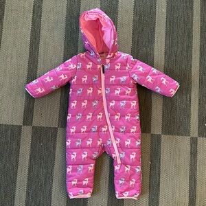 HATLEY Toddler Snow Suit Pink Deer, discontinued, Runs Big, 1 to 3yo Warm